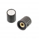 KYZ16-18-4 knoflík plastový, průměr 16mm, osa 4mm, černo/stříbrný