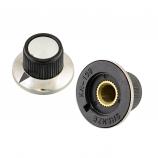 KN-138B knoflík plastový, průměr 24mm, osa 6mm, černo/stříbrný