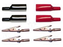 Crocodile clip  10A  black,red  soldered,screwed,crimped  8pcs.