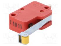 Microswitch SNAP ACTION  with lever (with roller)  SPDT  Pos  2