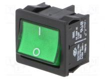 ROCKER  DPST  Pos  2  OFF-ON  6A/250VAC  green  IP40  LED  100mΩ  1800