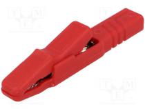 Crocodile clip  25A  red  Grip capac  max.9.5mm  Socket size  4mm