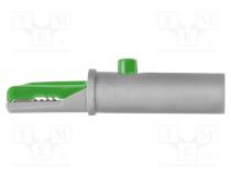 Crocodile clip  6A  70VDC  green  Grip capac  max.6mm  15mΩ  33VAC