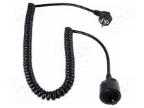 Extension lead  3G1.5mm2  PVC  black  Sockets no  1  coiled  16A
