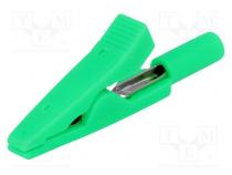 Crocodile clip  10A  60VDC  green  Overall len  41.5mm