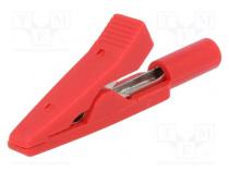 Crocodile clip  10A  60VDC  red  Overall len  41.5mm