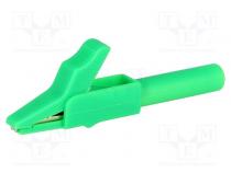 Crocodile clip  15A  green  Grip capac  max.12mm  Socket size  4mm