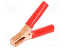 Crocodile clip  75A  Grip capac  max.29mm  Overall len  74mm  red