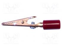 Crocodile clip  10A  Grip capac  max.7.9mm  Overall len  58mm  red