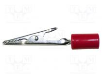 Crocodile clip  10A  Grip capac  max.7.9mm  Overall len  58mm  red