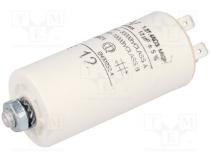 Capacitor  motors, run  12uF  470VAC  Ø35x73.5mm  -25÷85°C  ±5%