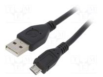 Cable  USB 2.0  USB A plug,USB B micro plug  gold-plated  1m