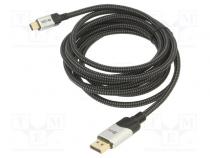 Cable  DisplayPort 1.4,HDCP 2.2  textile  3m  black