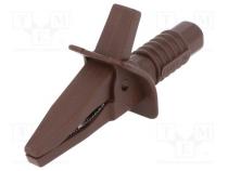 Crocodile clip  10A  brown  max.25mm  Connection  4mm socket