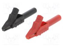 Crocodile clip  15A  black,red  max.12mm  300V