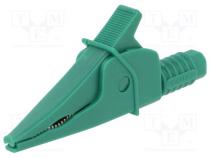 Crocodile clip  20A  green  max.39mm  1kV  Connection  4mm socket