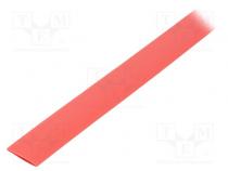 Heat shrink sleeve  glueless  2  1  9.5mm  L  1m  red  polyolefine