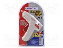 Hot melt glue gun  Ø  7mm  Effic  6g/min  20W  max.165°C  230VAC