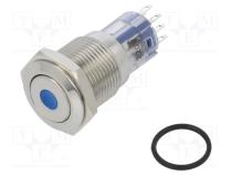Switch  vandal resistant  DPDT  3A/250VAC  IP67  ON-(ON)  blue