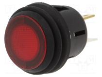 Switch  push-button  Pos  2  SPST  20A/14VDC  red  Illumin  LED  PB
