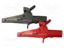 Crocodile clip  10A  black,red  Grip capac  max.25mm  1kV  L  100mm