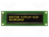 Display  OLED  alphanumeric  20x2  Dim  116x37x9.8mm  yellow