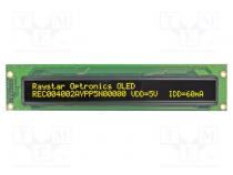 Display  OLED  alphanumeric  40x2  Dim  182x38.5x9.3mm  yellow