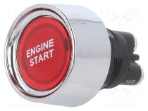 Switch  push-button  Pos  2  SPST-NO  50A/12VDC  red  Illumin  LED