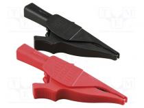 Crocodile clip  6A  black,red  Grip capac  max.40mm  1kV  2pcs.