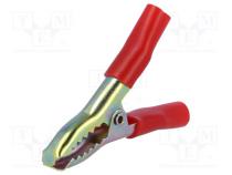 Crocodile clip  15A  Grip capac  max.25mm  Overall len  65mm  red