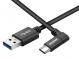 Data and charging cable USB - USB Type-C, 100cm, 90° angle connector, black