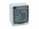 Single white socket IP44 for surface mounting D.3110G/1 smoke cover.