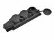 Rubber socket 3-way 16A/250V, IP44, black D.3159/3