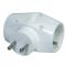 Power splitter socket 2x round, 1x flat, white
