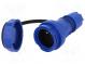 Connector  AC supply  female  socket  2P+PE  250VAC  16A  blue