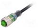 Connection lead  M12  PIN  4  straight  5m  plug  4A  -25÷85°C  PUR