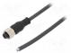 Connection lead  M12  PIN  5  straight  3m  plug  125VAC  4A  PUR