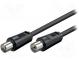Cable  75Ω  2.5m  coaxial 9.5mm socket,coaxial 9.5mm plug  black