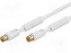 Cable  75Ω  3.5m  coaxial 9.5mm socket,coaxial 9.5mm plug  white