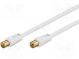 Cable  75Ω  5m  coaxial 9.5mm socket,coaxial 9.5mm plug  white