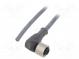 Connection lead  M12  PIN  3  angled  5m  plug  250VAC  2.7A  PUR