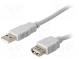 Cable  USB 2.0  USB A socket, USB A plug  3m  grey  Core  Cu