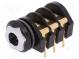 Socket  Jack 6,35mm  female  stereo  with triple switch  THT