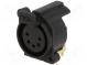 Socket  XLR  female  PIN  5  angled 90°  with push button  THT  5A