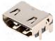 Connector  HDMI  socket  PIN  19  gold flash  angled 90°  SMT