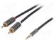 Aux adapter  RCA  gold-plated  Jack 3.5mm 3pin plug,RCA plug x2