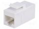 Socket  coupler  Cat  6  unshielded,Keystone  Pin layout  8p8c