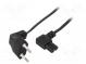 Cable  CEE 7/16 (C) plug angled,IEC C7 female angled  PVC  1m