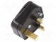 Connector  AC supply  plug  2P+PE  250VAC  3A  black  PIN  3  angled