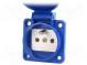 Connector  AC supply  socket  2P+PE  250VAC  16A  blue  PIN  3  IP54